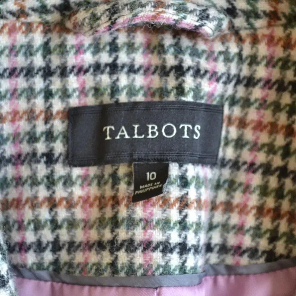 Talbots Tweed Blazer Suit Jacket Size 10 Pink Black
